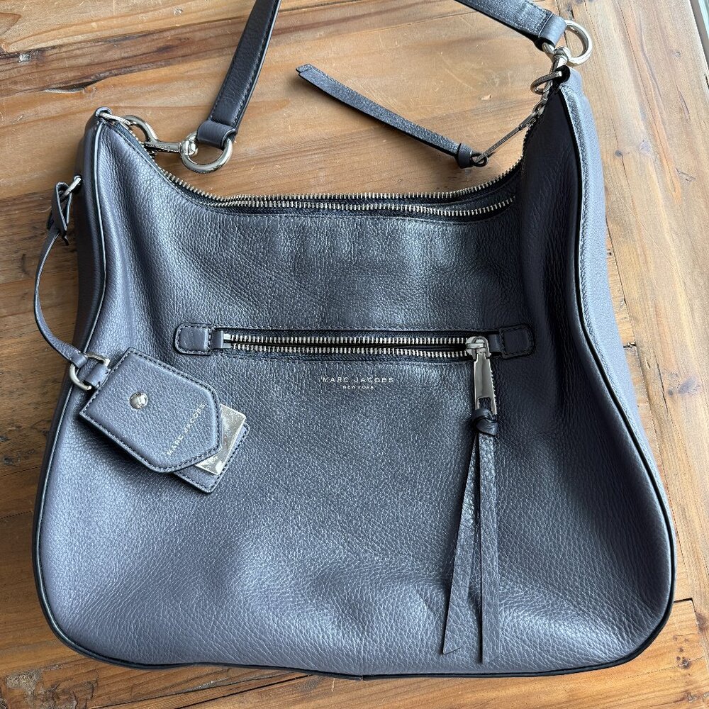 Marc Jacobs New York Gray Pebbled Leather Hobo | Large Shoulder Bag | Gunmetal H